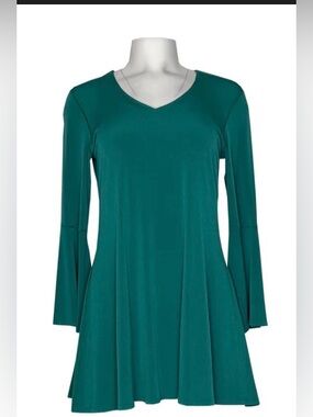 eva varro,Teal,V-Neck, Peplum Sleeve,Tunic, size large